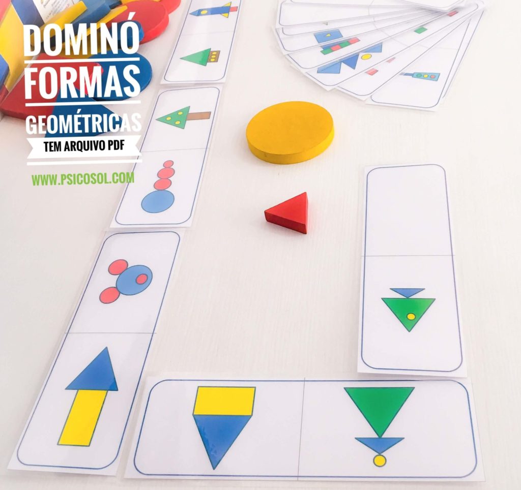 Jogo Educativo De Matemática Dominó de Formas Geométricas Carimbras