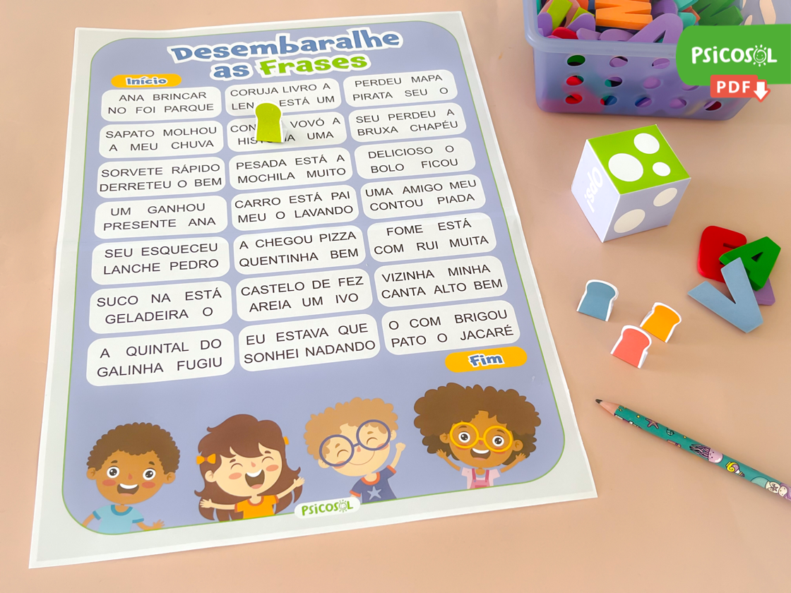 Jogo para trabalhar dificuldade na organização de frases