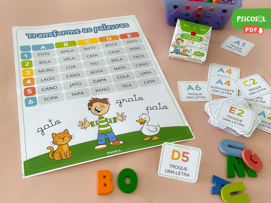 Transforme as Palavras, jogo para alfabetização